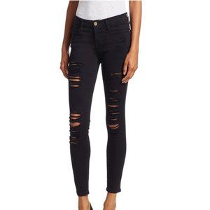 Frame Distressed Black Jeans